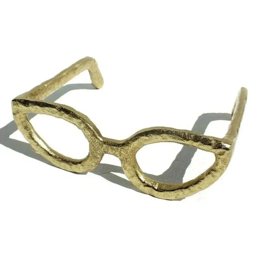 New Large Metal GOLD Cat Eye Reading Glass Frames Figurine Home Decor
